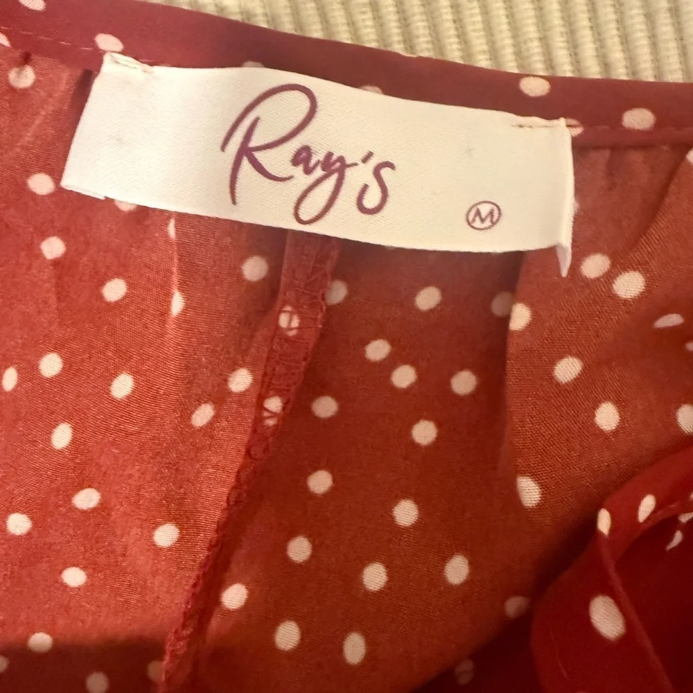 Ray’s Red White Polka Dot Long Sleeve Mini Dress Women’s Medium - Picture 4 of 6